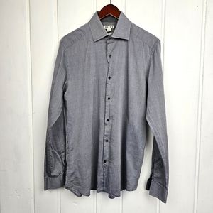 Reiss Slim Fit Gray 100% Cotton Button Down Dress Shirt Men's Large